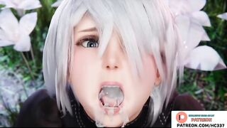 2B PUBLIC BBC BLOWJOB AND GETTING CUM IN MOUTH | BBC HENTAI ANIMATED 4K 60FPS