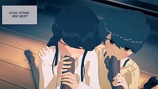 Corto de komi y su mamá lamiendo polla