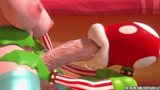 FUTA Princess Peach cumming from deepthroat blowjob 3D animation