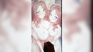 MASSIVE Cum Tribute for 2 beautiful naked Hentai women