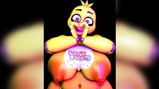 Chica bounces her tit out of love for you - animation