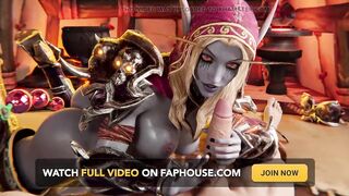 3D Wow Sylvanas Windrunner Blowjob and Anal Beads Cumshot