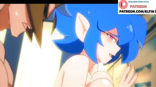 Elf Girl Hard Fucked In Sport Locker Room And Getting Cum In Mouth | Cartoon Hentai 60fps