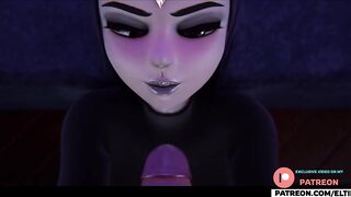 Raven Gift Hot Blowjob And Getting Cum In Mouth - Exclusive Teen Titans Hentai 60fps