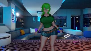 Sexy Softcore VR Strip Show From Green Haired Bimbo