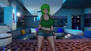 Sexy Softcore VR Strip Show From Green Haired Bimbo