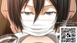 Mikasa Ackerman gives a blowjob with a mouthful of cum - Attack on Titan Hentai Uncensored