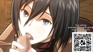 Mikasa Ackerman gives a blowjob with a mouthful of cum - Attack on Titan Hentai Uncensored