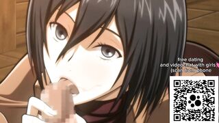 Mikasa Ackerman gives a blowjob with a mouthful of cum - Attack on Titan Hentai Uncensored