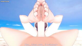 Belle from Zenless Zone Zero Gives You A Footjob At The Beach Hentai POV