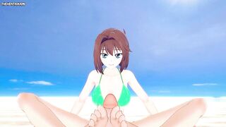 Anzu from Yu-Gi-Oh! Gives You A Footjob At The Beach Hentai POV