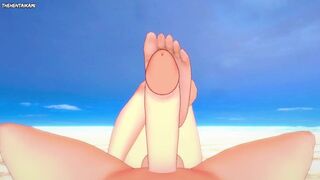 Tifa from Final Fantasy Gives You A Footjob At The Beach Hentai POV