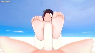 Tifa from Final Fantasy Gives You A Footjob At The Beach Hentai POV