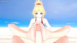 Mordred from Fate Gives You A Footjob At The Beach Hentai POV