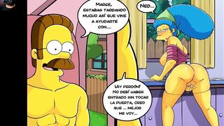 Marge es follada Por Ned, Esposa infiel engaña a su Marido Cuando está trabajando - Los Simpsons Hen