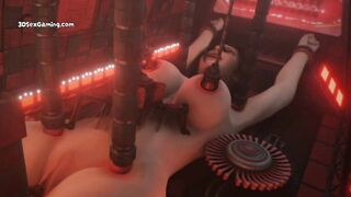 AI Robot Cum Machine Experimenting An Milking Brunette MILF - 3D Animation