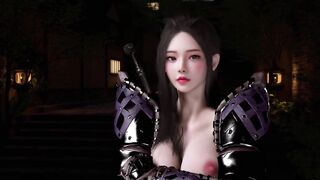 3D horny sexy Asian cosplay stripper show her perfect boobs