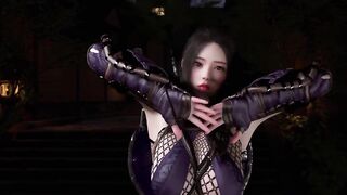 3D horny sexy Asian cosplay stripper show her perfect boobs