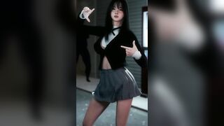 3D cute skinny Asian slut shaking her boobs in public