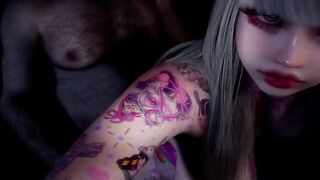 3D Huge Boobs Slut Show Her Perfect Tattoo