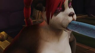 Mio the Pandaren deepthroating thick Draenei cock