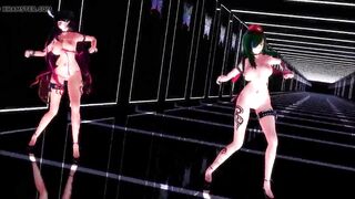 MMD Elect R-18 Yuuka Kazami and Hijiri sexy dance