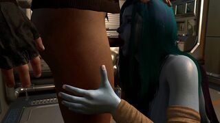 (VAM 3D) Blue alien queen pays tribute