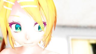 (MMD) Kagamine Rin strips butt-naked for her horny brother!