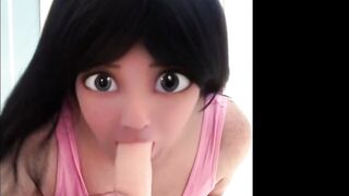 Massive dildo deepthroat