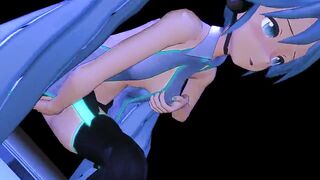 MMD Blue Hair Cutie Masturbates Pierced Tits Sex toy GV00183