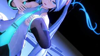 MMD Blue Hair Cutie Masturbates Pierced Tits Sex toy GV00183