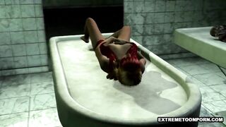 Busty 3D Lesbians Fool Around in a Morgue